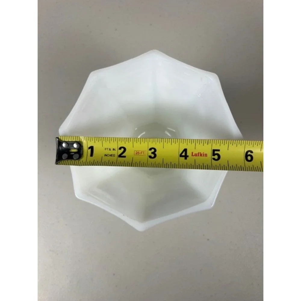 Westmoreland Milk Glass Paneled Grape Footed Compote Bowl‎ White Octagonal 4.5in